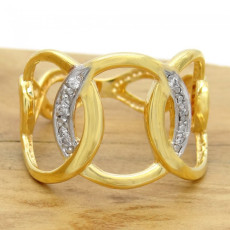 Anel Elos Entrelaçados com 6 Diamantes, em Ouro Amarelo 18 Kilates