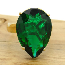 Anel Gota com Blue Green, em Ouro Amarelo 18 Kilates