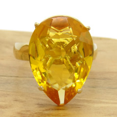 Anel Gota com Citrino, em Ouro Amarelo 18 Kilates