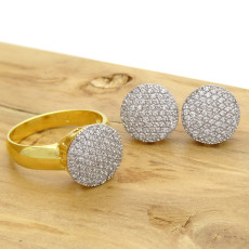 Conjunto Chuveiro com 183 Diamantes, em Ouro Amarelo 18 Kilates