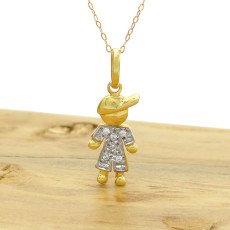 Pingente Menino com 6 Diamantes, em Ouro Amarelo 18 Kilates