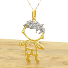 Pingente Menino com 11 Diamantes, em Ouro Amarelo 18 Kilates