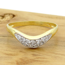 Anel Vazado com 11 Diamantes, em Ouro Amarelo 18 Kilates