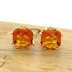 Par de Brincos com Citrino, em Ouro Amarelo 18 Kilates