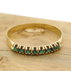 Meia Aliança com 8 Esmeraldas, em Ouro Amarelo 18 Kilates