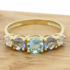 Anel Mix de Gemas Brasileiras, em Ouro Amarelo 18 Kilates