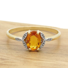 Anel Solitário com Citrino, em Ouro Amarelo 18 Kilates