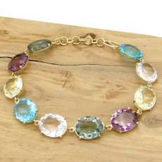 Pulseira Mix de Gemas Brasileiras, em Ouro Amarelo 18 Kilates