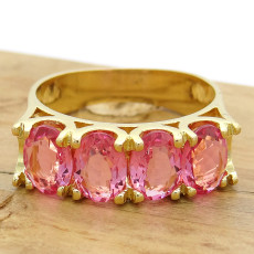 Meia Aliança com Rose de France, em Prata 925 Folheado a Ouro