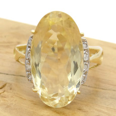 Anel com Green Gold e 8 Diamantes, em Ouro Amarelo 18 Kilates