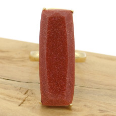 Anel Baguete com Pedra do Sol, em Ouro Amarelo 18 Kilates