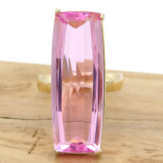 Anel Baguete com Rose de France, em Ouro Amarelo 18 Kilates