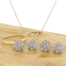 Conjunto Chuveiro com 28 Diamantes, em Ouro Amarelo 18 Kilates