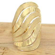 Anel Onda Vazado, em Ouro Amarelo 18 Kilates