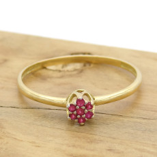 Anel Chuveiro com 7 Rubis, em Ouro Amarelo 18 Kilates