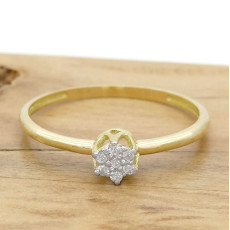 Anel Chuveiro com 7 Diamantes, em Ouro Amarelo 18 Kilates