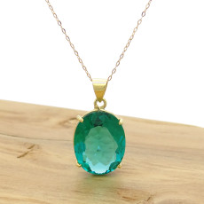 Pingente Cristal de Turmalina Paraíba, em Ouro Amarelo 18 Kilates