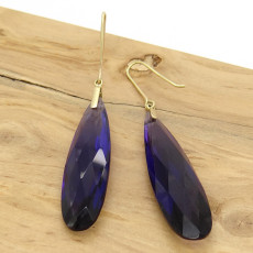 Par de Brincos com Ametista Gota, em Ouro Amarelo 18 Kilates