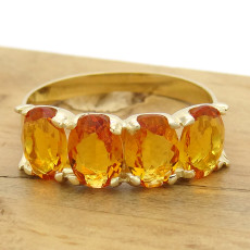 Meia Aliança com 4 Citrinos, em Ouro Amarelo 18 Kilates