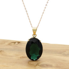 Pingente Blue Green Escuro, em Ouro Amarelo 18 Kilates