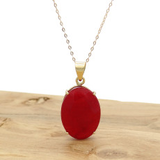 Pingente Jade Rubi, em Ouro Amarelo 18 Kilates