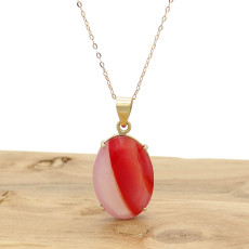 Pingente Ágata de Fogo, em Ouro Amarelo 18 Kilates