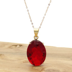 Pingente Quartzo Rubi, em Ouro Amarelo 18 Kilates