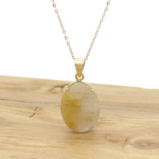 Pingente Quartzo Rutilado, em Ouro Amarelo 18 Kilates