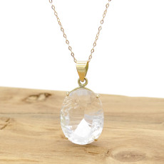 Pingente Cristal de Rocha, em Ouro Amarelo 18 Kilates