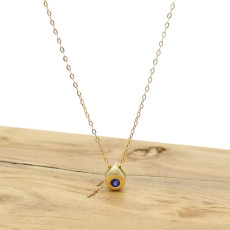 Ponto de Luz Gota com Safira de 5 Pontos ,em Ouro Amarelo 18 Kilates