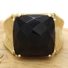 Anel Aramado com Ônix, em Ouro Amarelo 18 Kilates