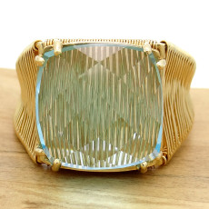 Anel Aramado com Sky Blue, em Ouro Amarelo 18 Kilates