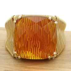 Anel Aramado com Citrino, em Ouro Amarelo 18 Kilates