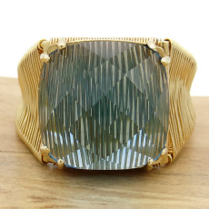 Anel Aramado com London Blue, em Ouro Amarelo 18 Kilates