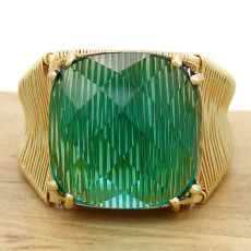 Anel Aramado com Cristal de Turmalina Paraíba, em Ouro Amarelo 18 Kilates