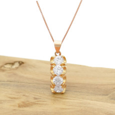 Pingente com 4 Zircônias, em Prata 925 Folheado a Ouro Rose 18 Kilates