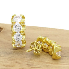 Par de Brincos com 8 Zircônias, em Prata 925 Folheado a Ouro Amarelo 18 Kilates