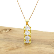 Pingente com 4 Zircônias, em Prata 925 Folheado a Ouro Amarelo 18 Kilates