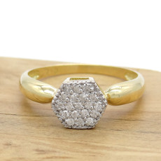 Anel Chuveiro com 19 Diamantes, em Ouro Amarelo 18 Kilates