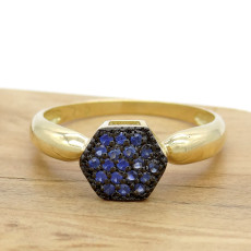 Anel Chuveiro com 19 Safiras, em Ouro Amarelo 18 Kilates