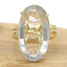 Anel com Prasiolita Oval, em Ouro Amarelo 18 Kilates