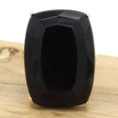 Anel com Ônix Retangular, em Ouro Amarelo 18 Kilates