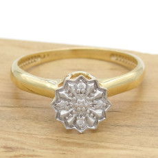 Anel Chuveiro com 4 Diamantes, em Ouro Amarelo 18 Kilates