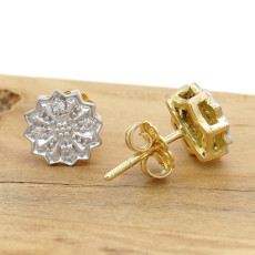 Par de Brincos Chuveiro com 8 Diamantes, em Ouro Amarelo 18 Kilates