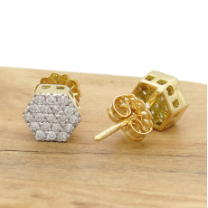 Par de Brincos Chuveiro com 38 Diamantes, em Ouro Amarelo 18 Kilates