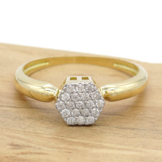 Anel Chuveiro com 19 Diamantes, em Ouro Amarelo 18 Kilates