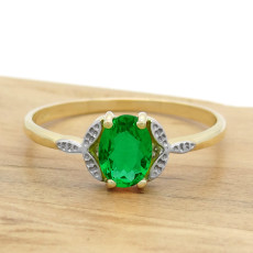 Anel Solitário com Blue Green, em Ouro Amarelo 18 Kilates