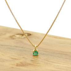 Ponto de Luz com Esmeralda de 5 Pontos, em Ouro Amarelo 18 Kilates