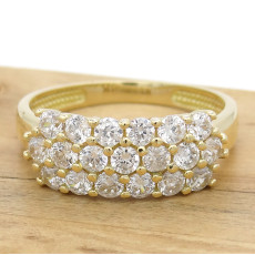 Anel Pavê com Zirconias, em Ouro Amarelo 18 Kilates