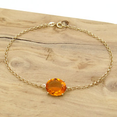 Pulseira com Citrino Oval, em Ouro Amarelo 18 Kilates